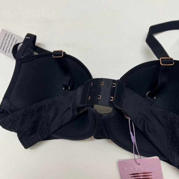 Savage X Fenty Demi Cup Lace Bra in Black Caviar - Picture 4 of 5